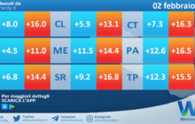 Temperature previste per martedì 02 febbraio 2021 in Sicilia