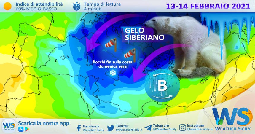 Sicilia: S. Valentino porterà il GELO e la NEVE fin sulle COSTE, ma non ovunque!