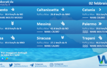 Sicilia: condizioni meteo-marine previste per martedì 02 febbraio 2021