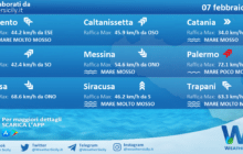 Sicilia: condizioni meteo-marine previste per domenica 07 febbraio 2021