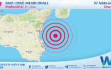 Sicilia: scossa di terremoto magnitudo 3.7 nel Mar Ionio Meridionale (MARE)