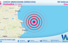 Sicilia: scossa di terremoto magnitudo 2.6 nei pressi di Costa Siracusana (Siracusa)