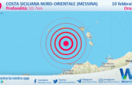 Sicilia: scossa di terremoto magnitudo 2.9 nei pressi di Costa Siciliana nord-orientale (Messina)