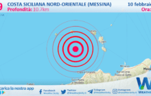 Sicilia: scossa di terremoto magnitudo 2.9 nei pressi di Costa Siciliana nord-orientale (Messina)