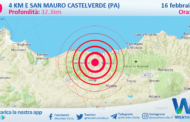 Sicilia: scossa di terremoto magnitudo 2.9 nei pressi di San Mauro Castelverde (PA)