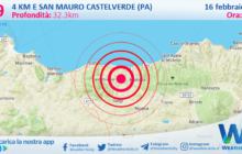 Sicilia: scossa di terremoto magnitudo 2.9 nei pressi di San Mauro Castelverde (PA)