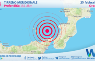 Sicilia: scossa di terremoto magnitudo 3.4 nel Tirreno Meridionale (MARE)