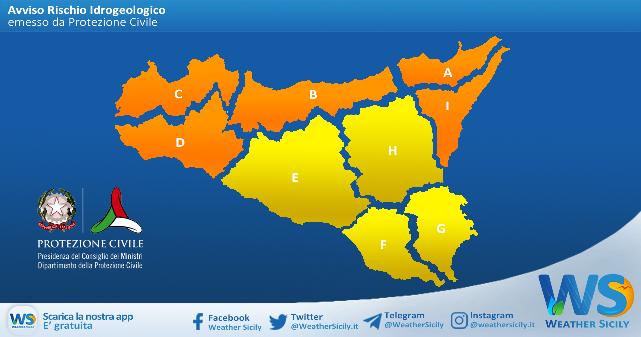 Emessa allerta meteo arancione su Sicilia settentrionale e occidentale per domenica 21 marzo 2021