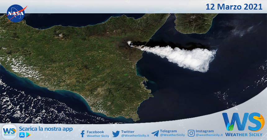 Sicilia: il dodicesimo parossismo dell'Etna ripreso dal Satellite Nasa