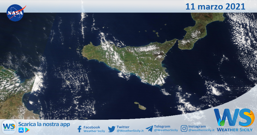 Sicilia: immagine satellitare Nasa di giovedì 11 marzo 2021