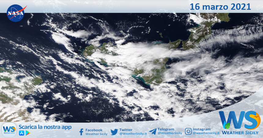 Sicilia: immagine satellitare Nasa di martedì 16 marzo 2021