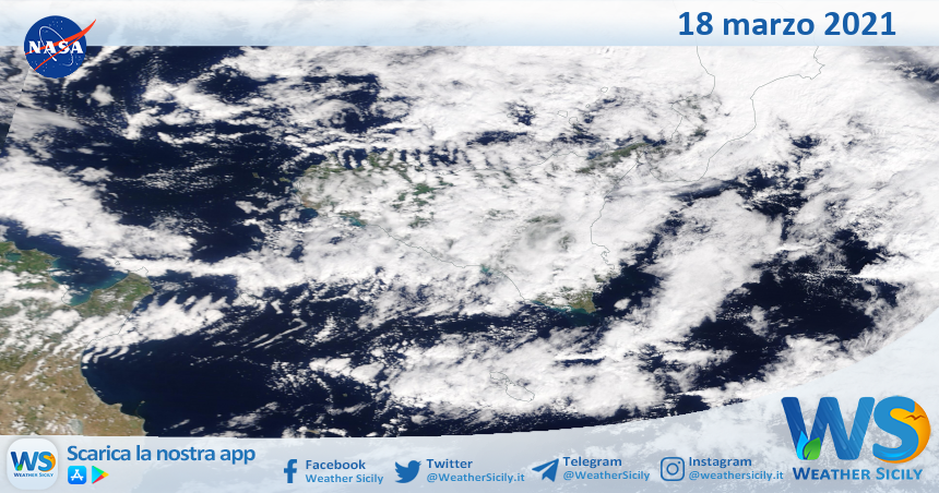 Sicilia: immagine satellitare Nasa di giovedì 18 marzo 2021