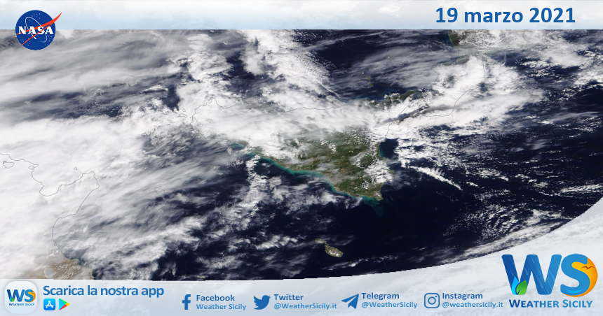 Sicilia: immagine satellitare Nasa di venerdì 19 marzo 2021