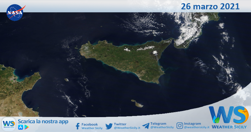 Sicilia: immagine satellitare Nasa di venerdì 26 marzo 2021