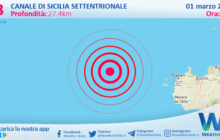 Sicilia: scossa di terremoto magnitudo 3.3 nel Canale di Sicilia settentrionale (MARE)