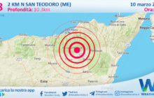 Sicilia: scossa di terremoto magnitudo 2.8 nei pressi di San Teodoro (ME)