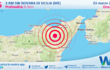 Sicilia: scossa di terremoto magnitudo 2.5 nei pressi di Novara di Sicilia (ME)