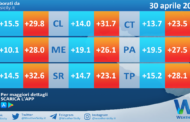 Temperature previste per venerdì 30 aprile 2021 in Sicilia