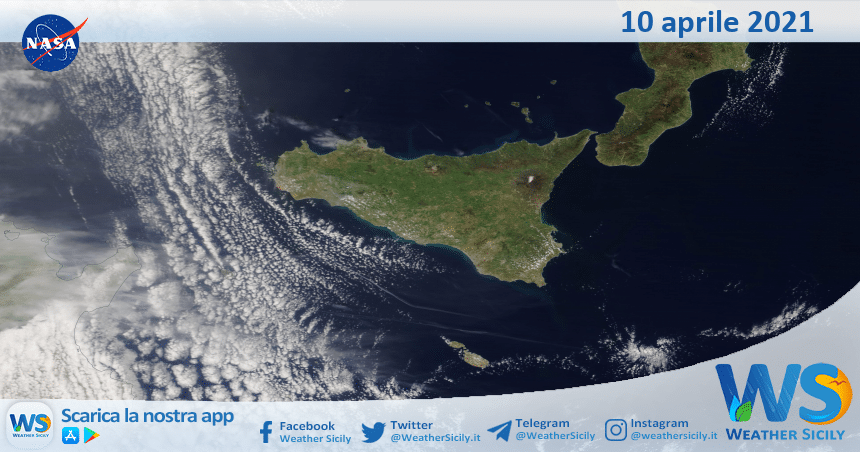 Sicilia: immagine satellitare Nasa di sabato 10 aprile 2021