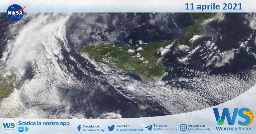 Sicilia: immagine satellitare Nasa di domenica 11 aprile 2021