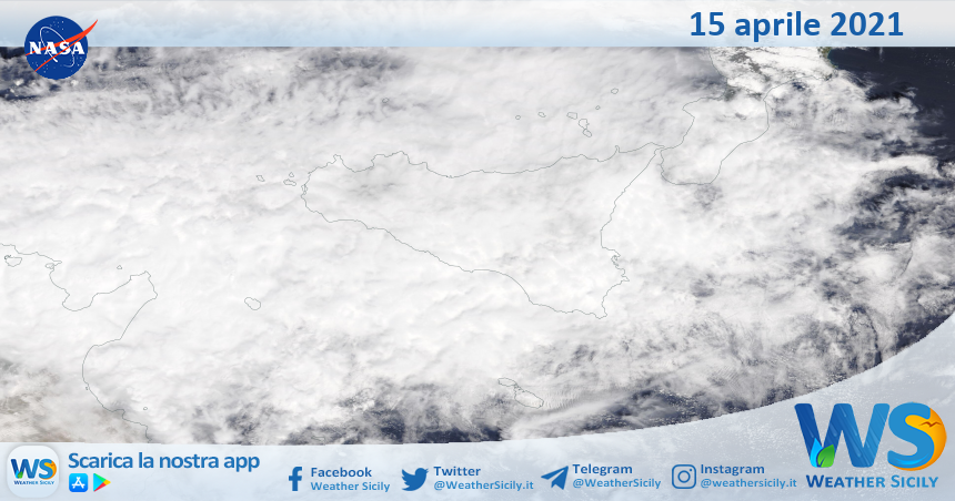 Sicilia: immagine satellitare Nasa di giovedì 15 aprile 2021