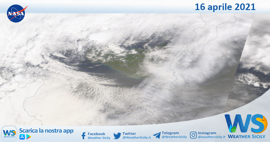 Sicilia: immagine satellitare Nasa di venerdì 16 aprile 2021