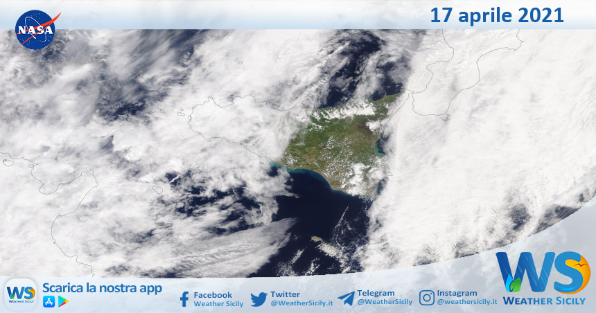 Sicilia: immagine satellitare Nasa di sabato 17 aprile 2021