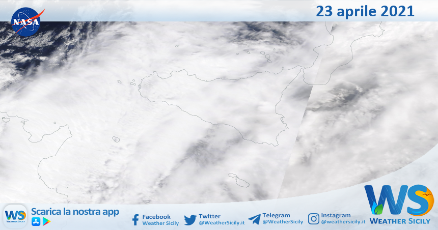 Sicilia: immagine satellitare Nasa di venerdì 23 aprile 2021
