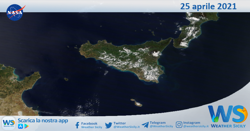 Sicilia: immagine satellitare Nasa di domenica 25 aprile 2021