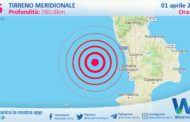 Sicilia: scossa di terremoto magnitudo 2.6 nel Tirreno Meridionale (MARE)