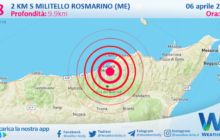 Sicilia: scossa di terremoto magnitudo 2.8 nei pressi di Militello Rosmarino (ME)