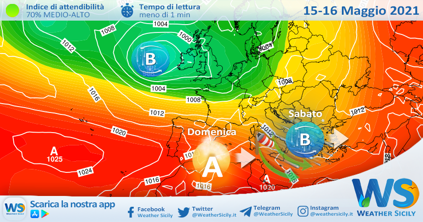 Sicilia: veloce perturbazione sabato. Stabile domenica con l'avvio della stagione balneare.