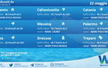 Sicilia: condizioni meteo-marine previste per sabato 22 maggio 2021