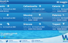 Sicilia: condizioni meteo-marine previste per domenica 30 maggio 2021
