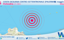 Sicilia: scossa di terremoto magnitudo 2.6 nei pressi di Costa Siciliana centro-settentrionale (Palermo)