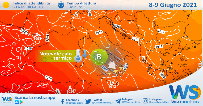 Sicilia: rovesci e temporali in arrivo. Atteso un sensibile calo delle temperature.