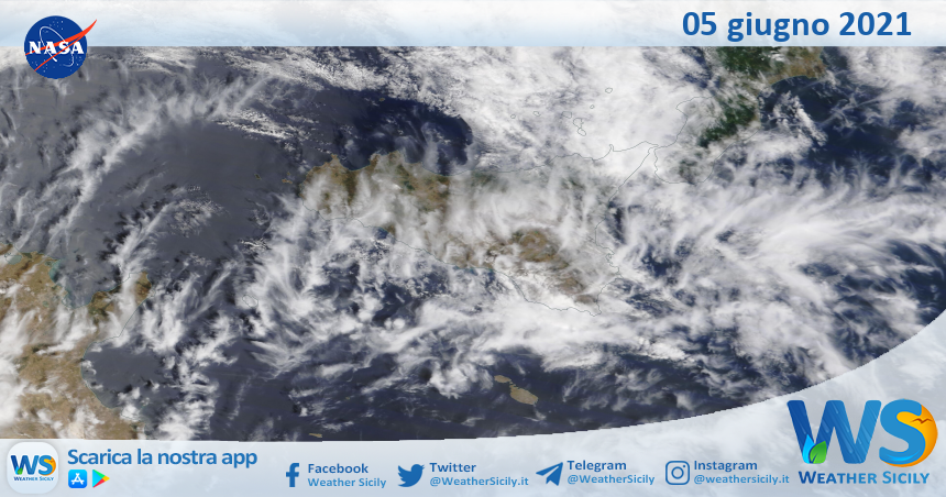 Sicilia: immagine satellitare Nasa di sabato 05 giugno 2021