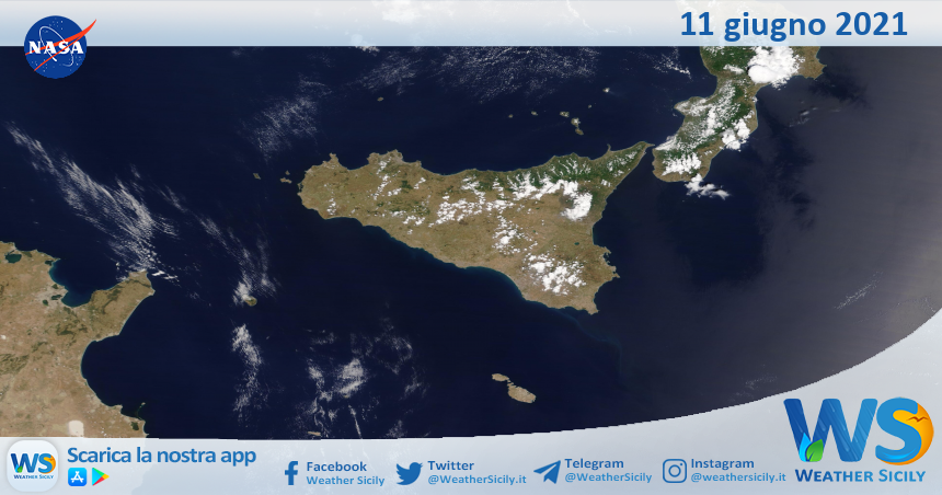 Sicilia: immagine satellitare Nasa di venerdì 11 giugno 2021