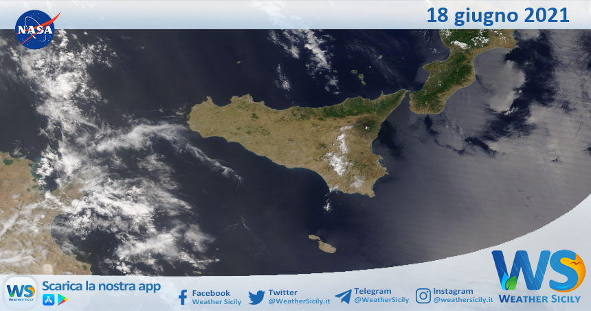 Sicilia: immagine satellitare Nasa di venerdì 18 giugno 2021