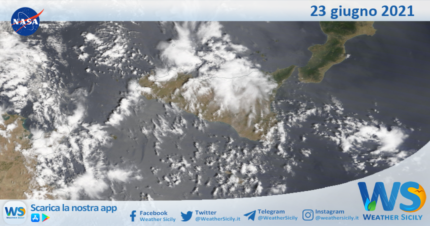 Sicilia: immagine satellitare Nasa di mercoledì 23 giugno 2021