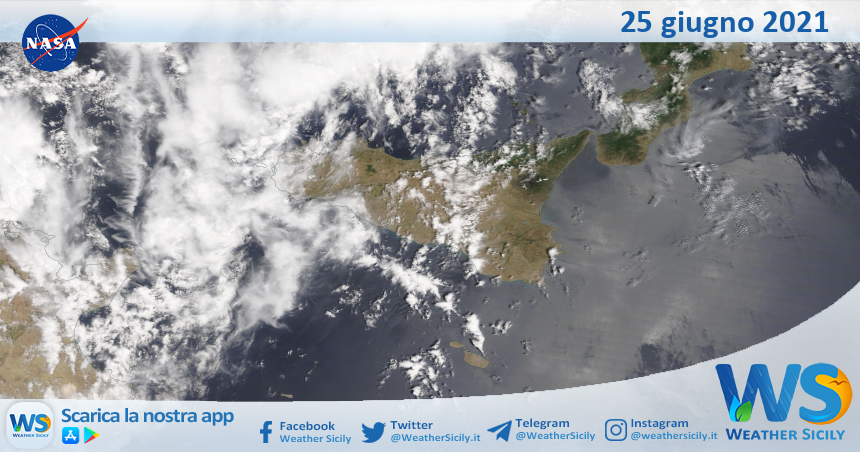 Sicilia: immagine satellitare Nasa di venerdì 25 giugno 2021