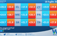 Temperature previste per venerdì 16 luglio 2021 in Sicilia