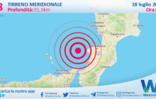 Sicilia: scossa di terremoto magnitudo 2.8 nel Tirreno Meridionale (MARE)