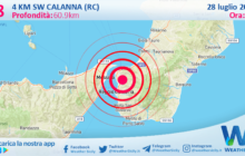 Sicilia: scossa di terremoto magnitudo 2.8 nei pressi di Calanna (RC)