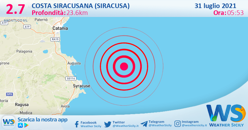 Sicilia: scossa di terremoto magnitudo 2.7 nei pressi di Costa Siracusana (Siracusa)