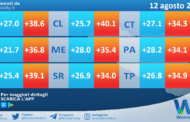 Temperature previste per giovedì 12 agosto 2021 in Sicilia