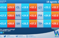 Temperature previste per mercoledì 18 agosto 2021 in Sicilia