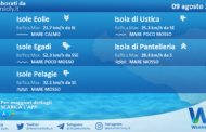 Sicilia, isole minori: condizioni meteo-marine previste per lunedì 09 agosto 2021