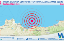 Sicilia: scossa di terremoto magnitudo 3.6 nei pressi di Costa Siciliana centro-settentrionale (Palermo)