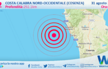 Sicilia: scossa di terremoto magnitudo 3.2 nei pressi di Costa Calabra nord-occidentale (Cosenza)
